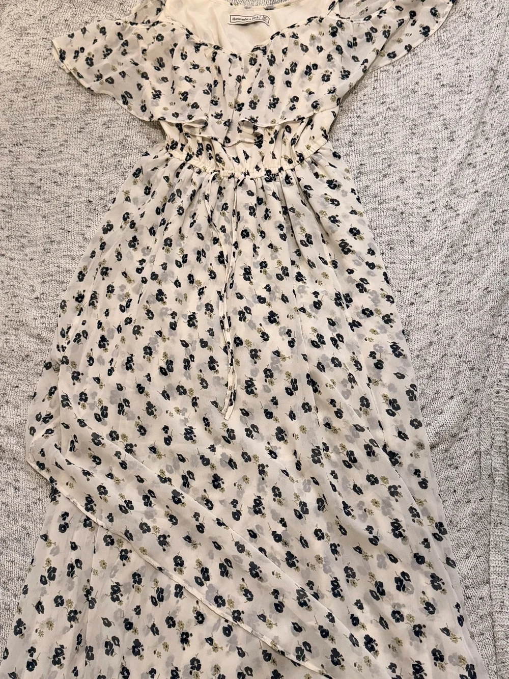 Abercrombie & Fitch Cream Maxi Dress with Black and Yellow Floral Print